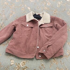 Rewash Pink Corduroy Teddy Jacket with Cream Sherpa Collar